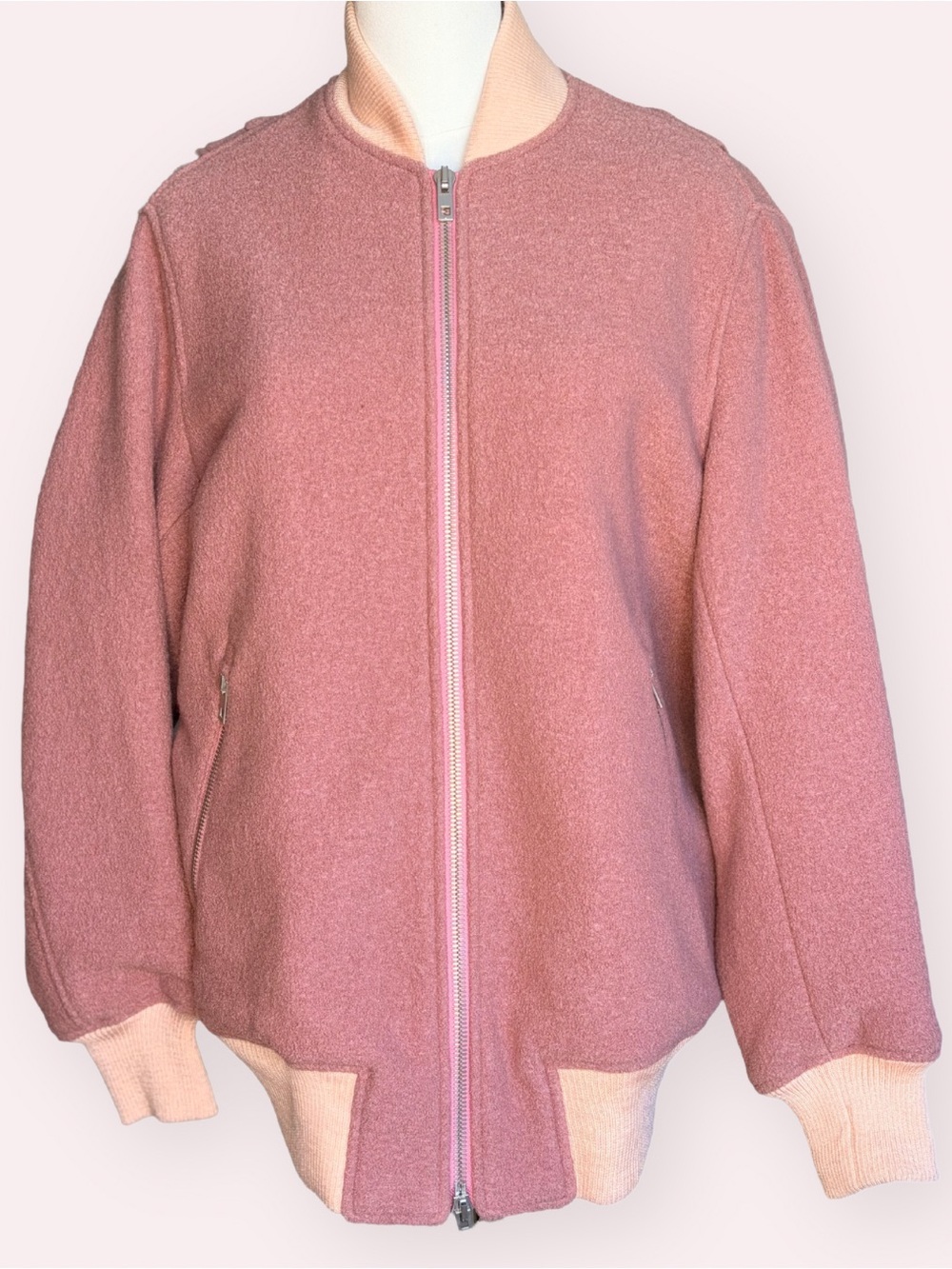 Rag & Bone Elle Wool Bomber Jacket Mauve Pink S